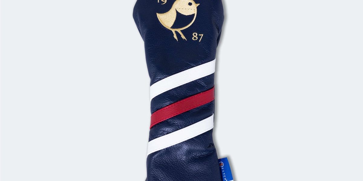 Lucky Birdie Navy Golf Club Cover | 100% Leather Golf Club Head